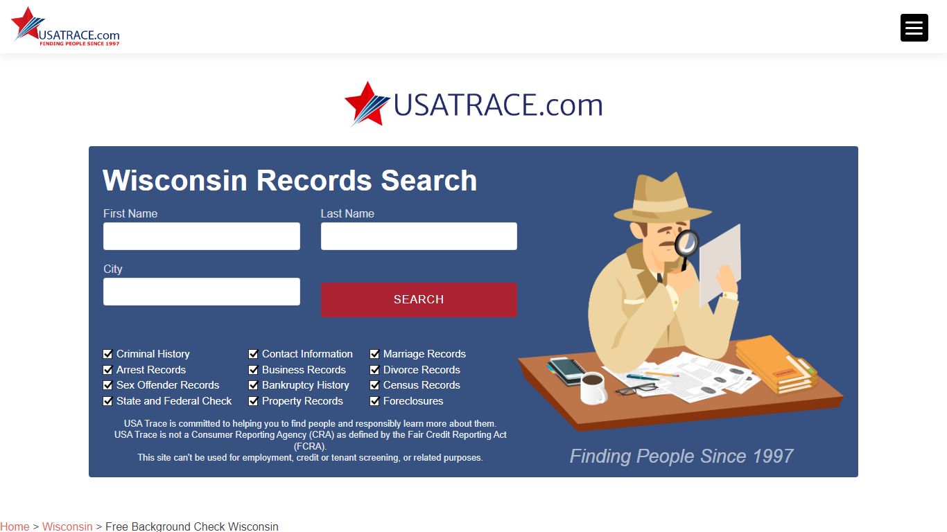 Free Background Check Wisconsin - USATrace.com